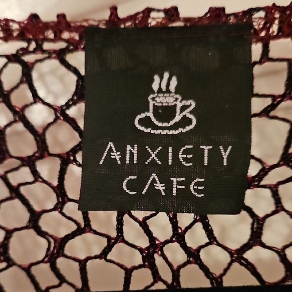 90s Goth Maroon Sheer Knit Long Sleeve Top Sz M - Picture 3 of 7